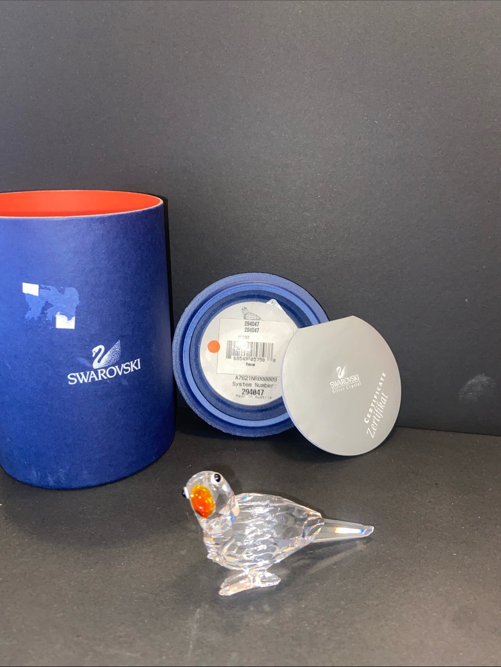 Swarovski Crystal Parrot Figurine with Orange Beak